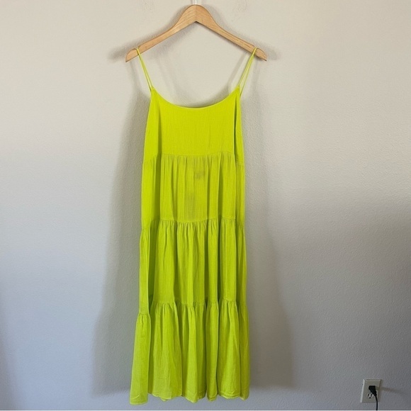 NWT J. Crew Bow-Back Tiered Cotton Maxi Dress Soft Gauze Green Yellow Medium - Picture 4 of 12